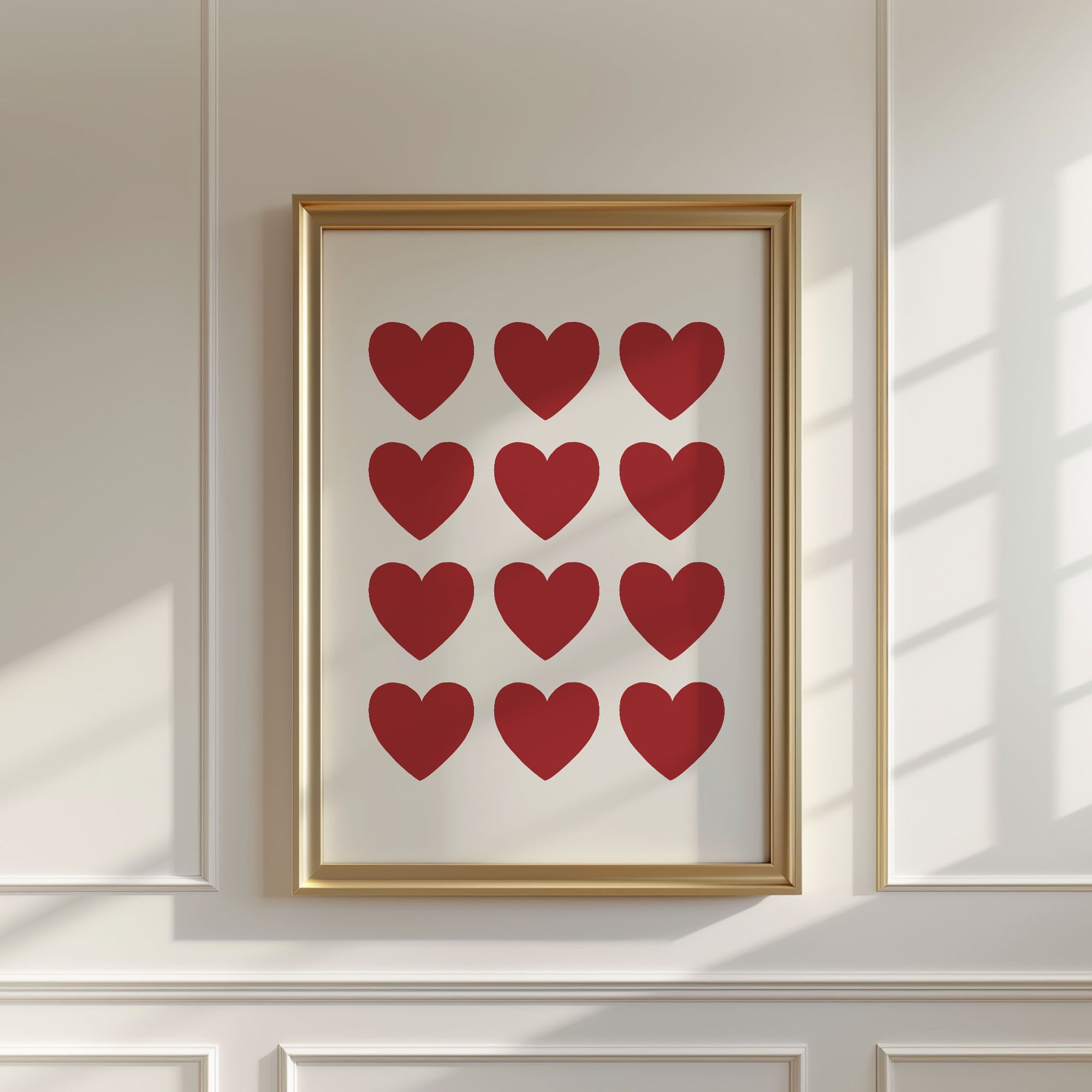 12 Red Hearts Print