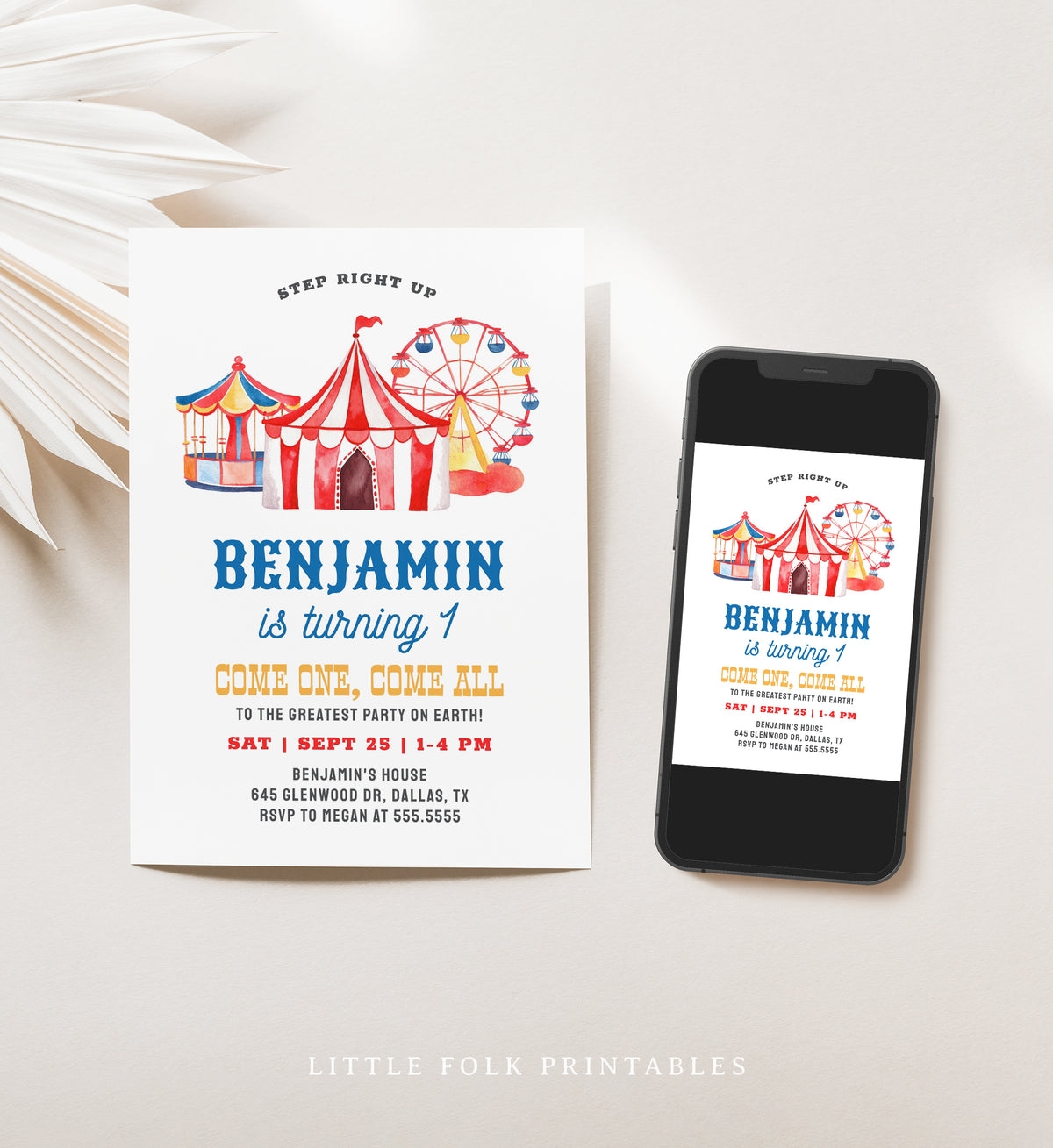 Editable Circus Birthday Invitation