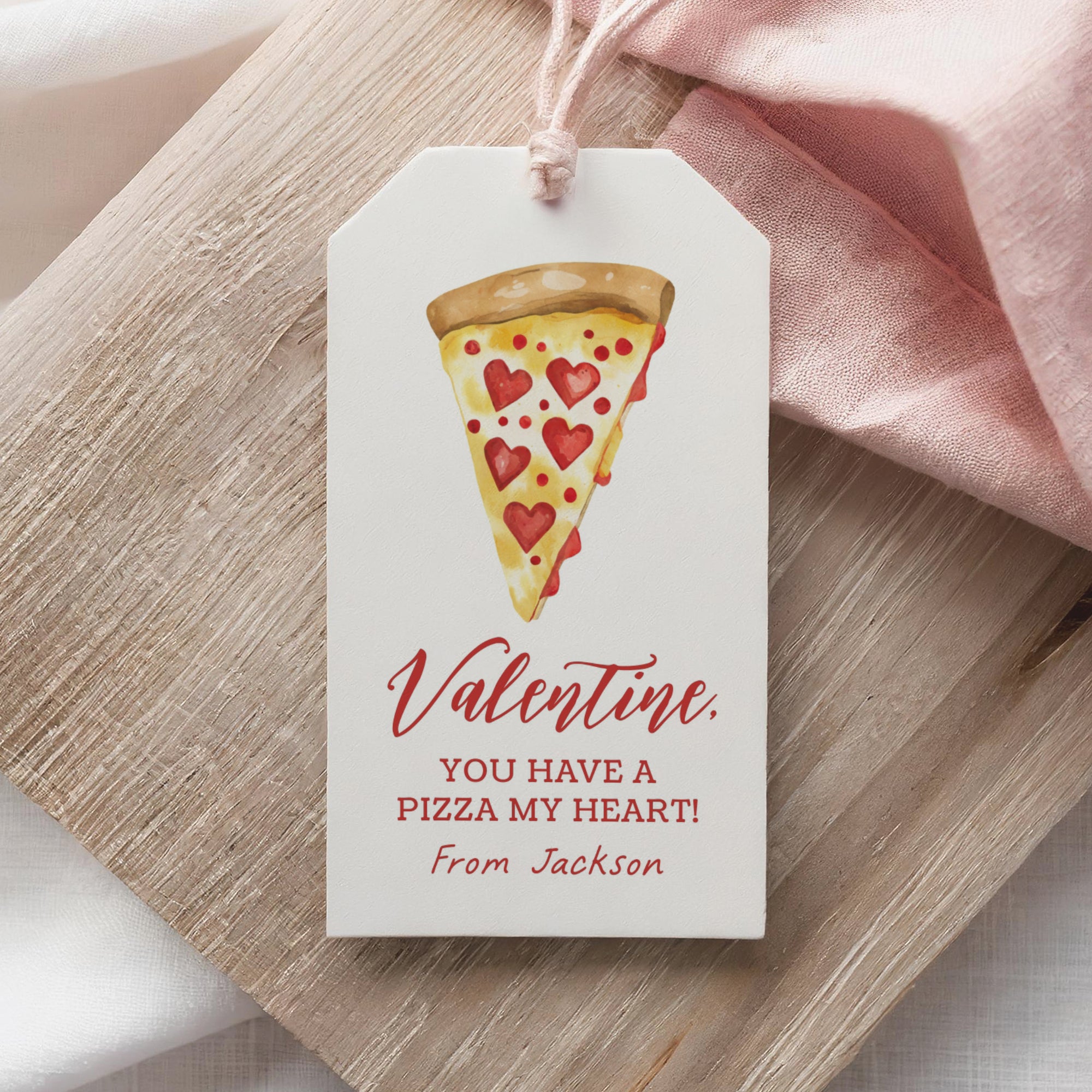 Pizza Valentine's Tag Template