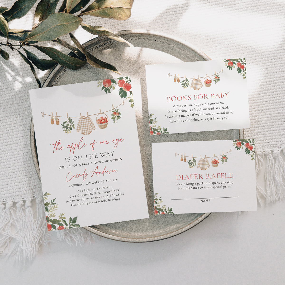 Apple Baby Shower Invitation Suite