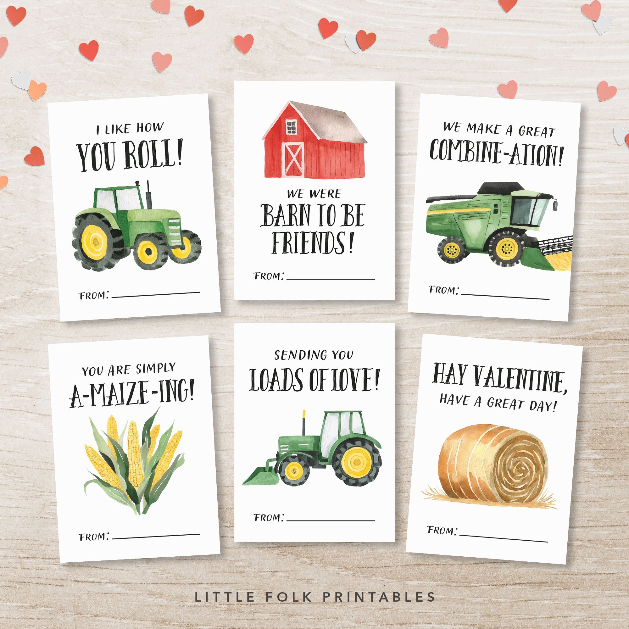 Tractor Valentine's Cards