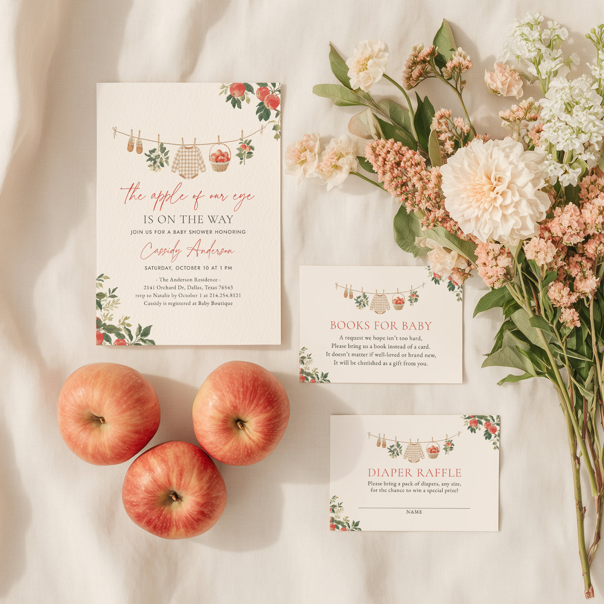Apple Baby Shower Invitation Suite