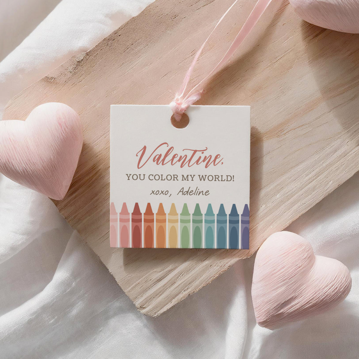 Crayon Valentine&#39;s Tag Template