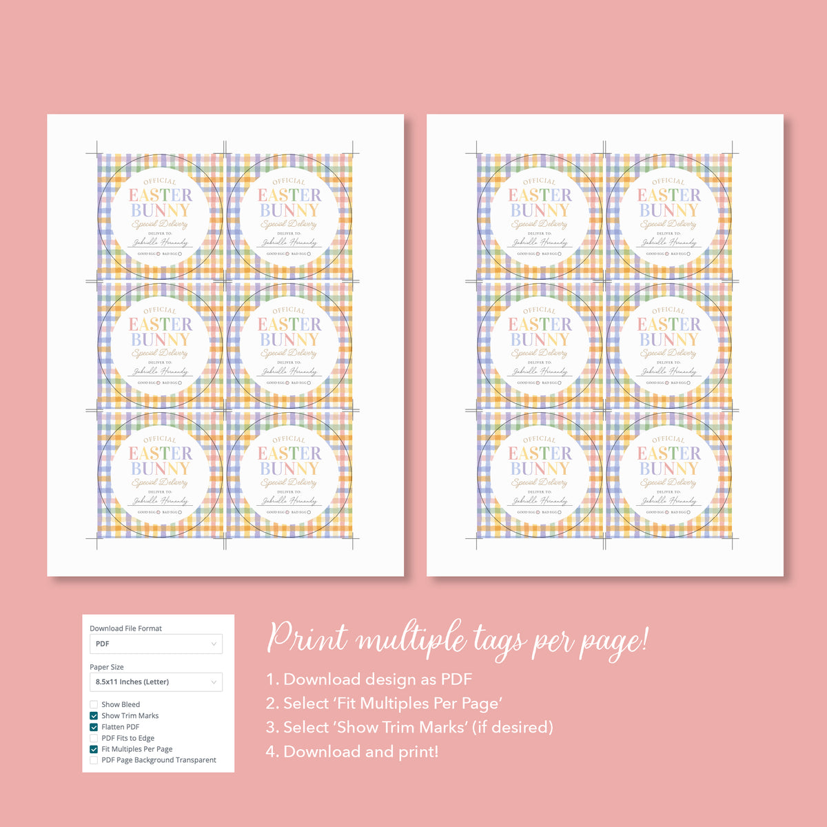 Round Gingham Easter Delivery Tag