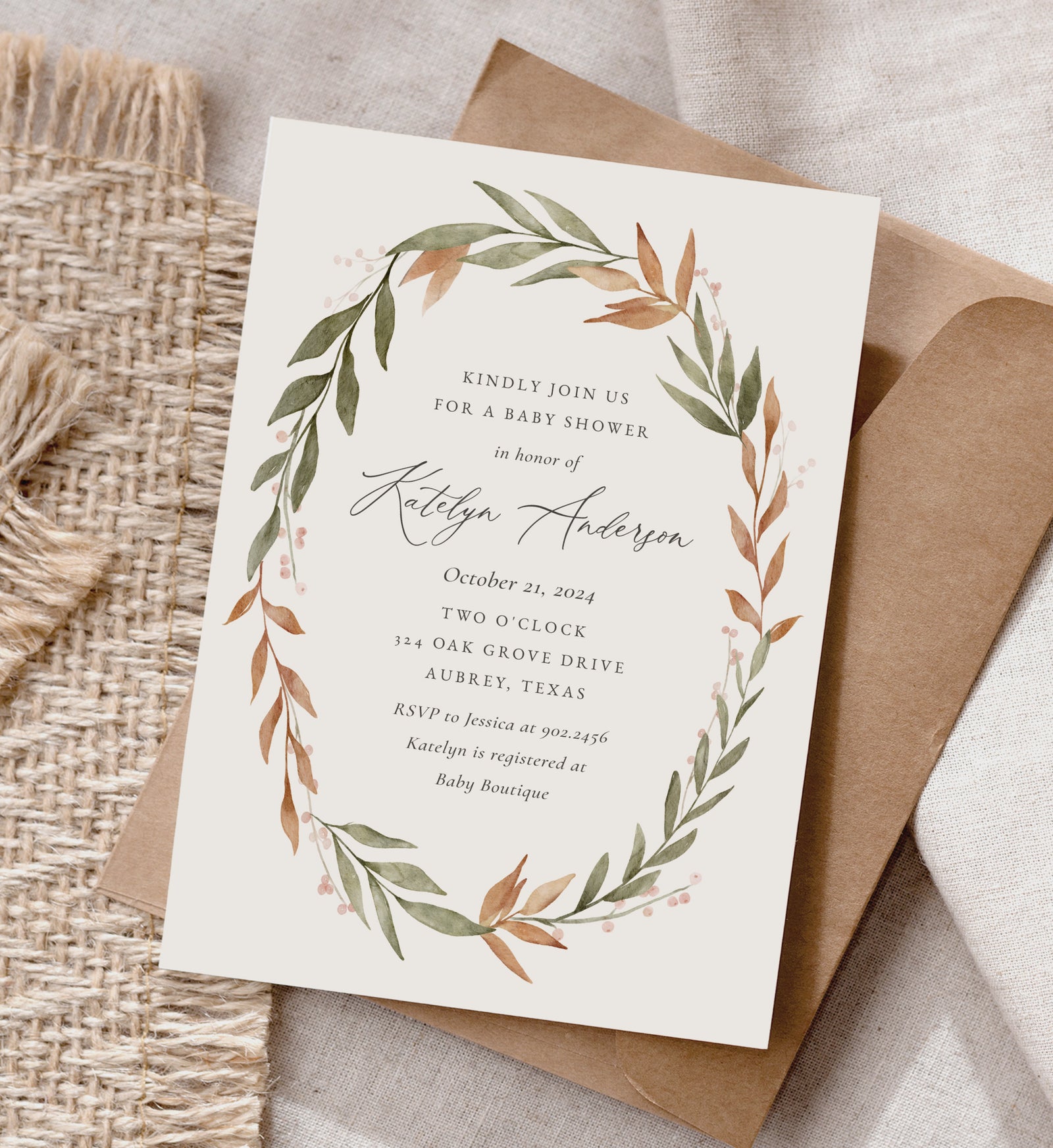 Fall Foliage Baby Shower Invitation