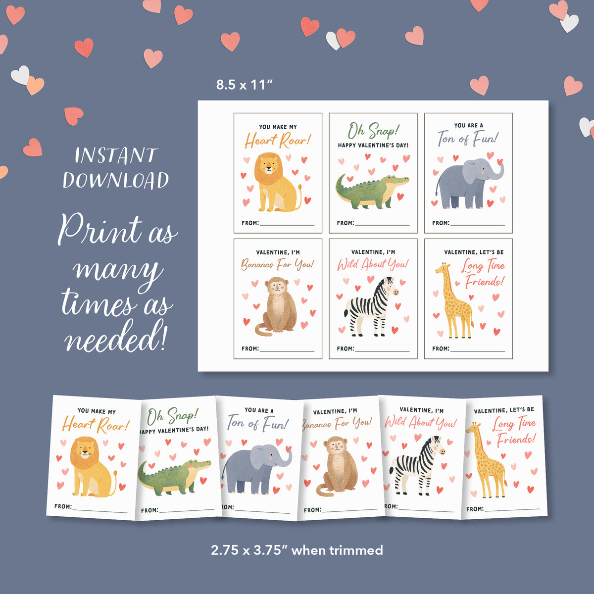 Safari Animals Valentine's Cards