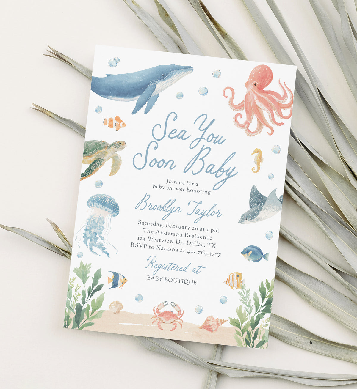 Sea You Soon Baby Shower Invitation
