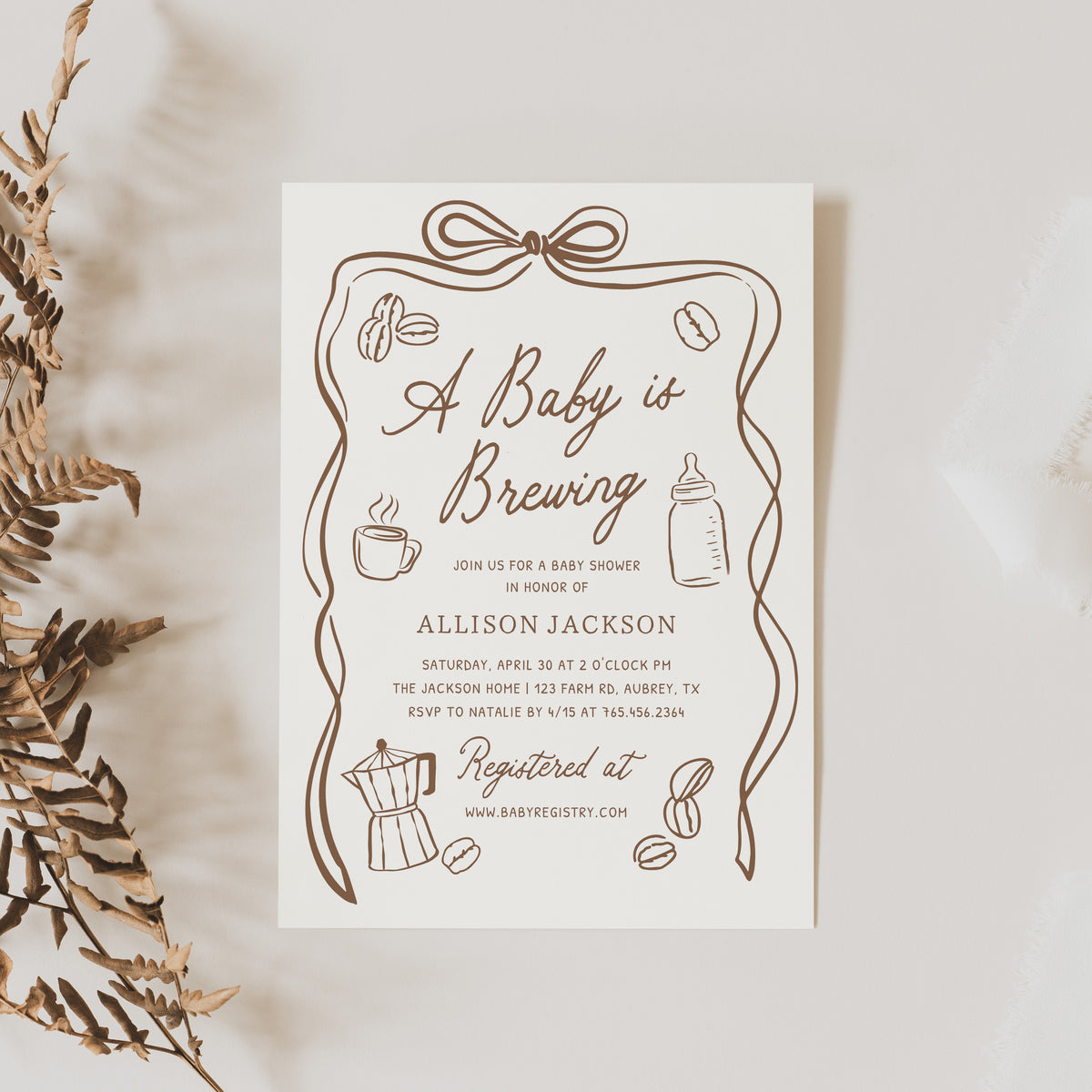 Hand Drawn Coffee Baby Shower Invitation