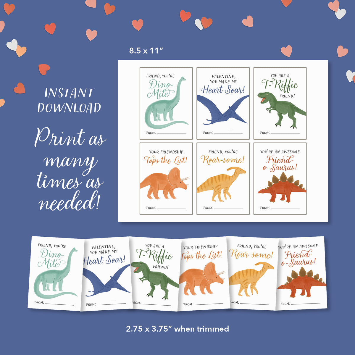 Dinosaur Valentine&#39;s Cards