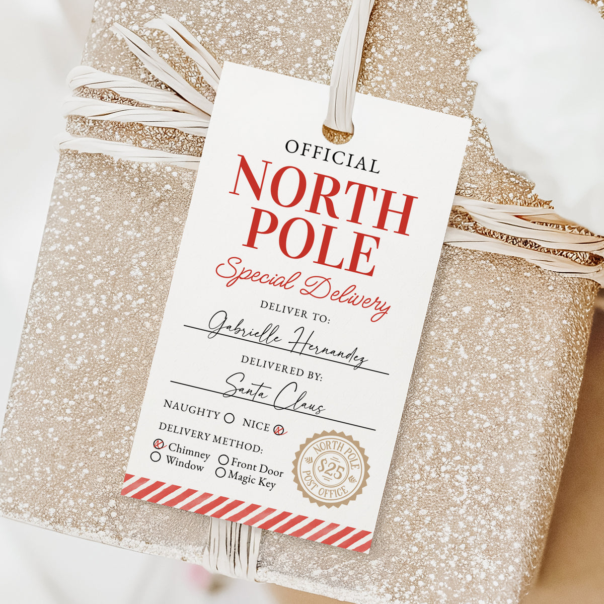 North Pole Delivery Holiday Tag Template