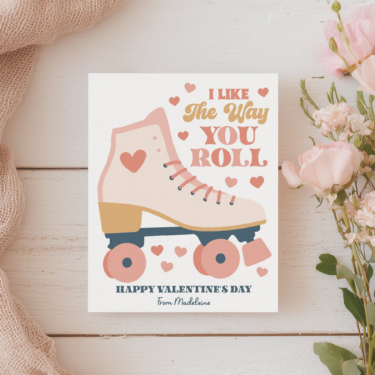 Roller Skate Valentine's Card Template