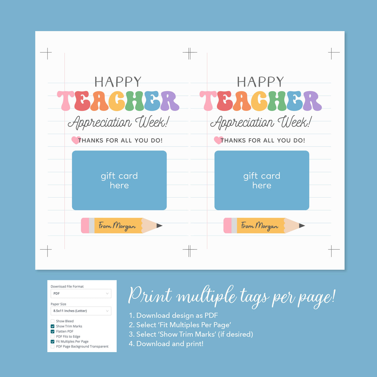 Teacher Appreciation Week Gift Card Holder