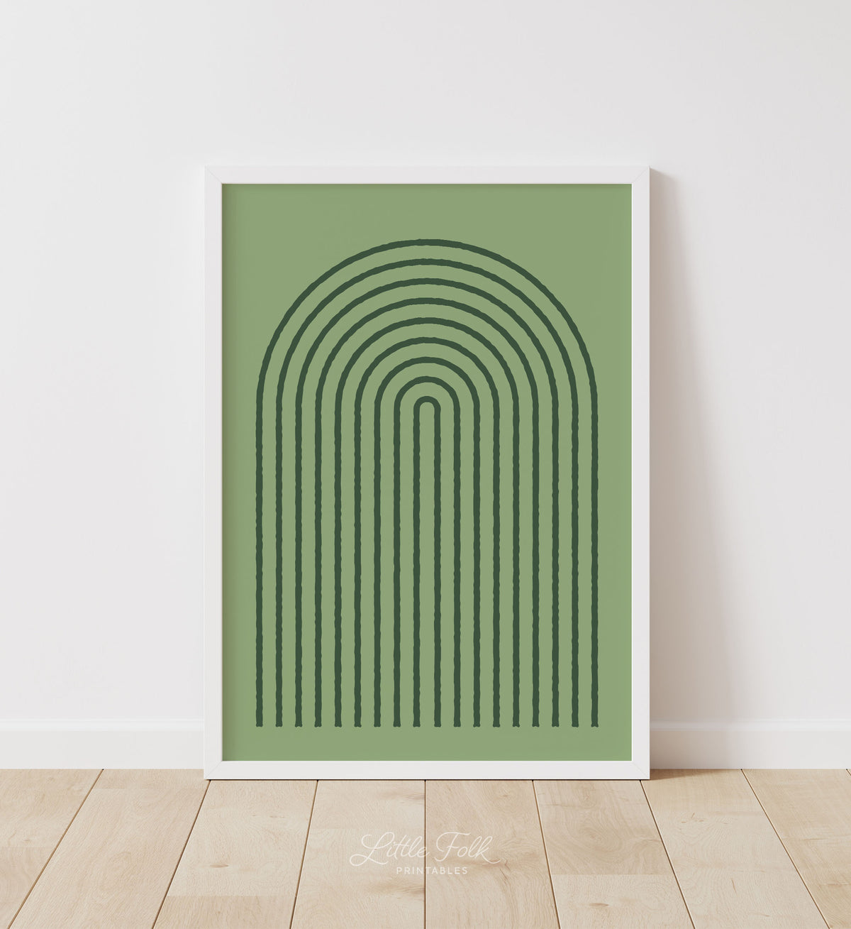 Green Geometric Rainbow Print