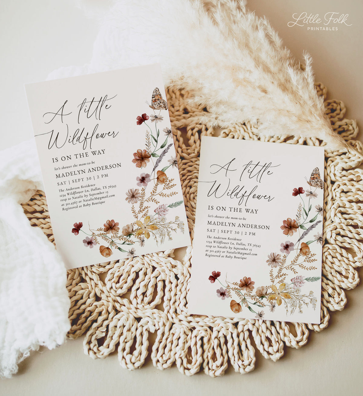 Boho Wildflower Baby Shower Invitation (Little Wildflower)