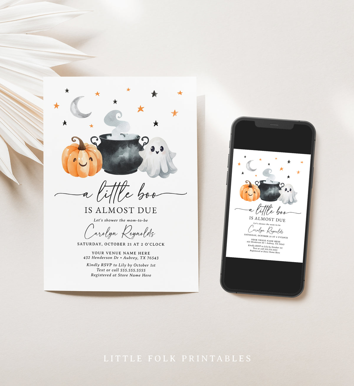 A Little Boo is Almost Due Pumpkin Baby Shower Invitation Template
