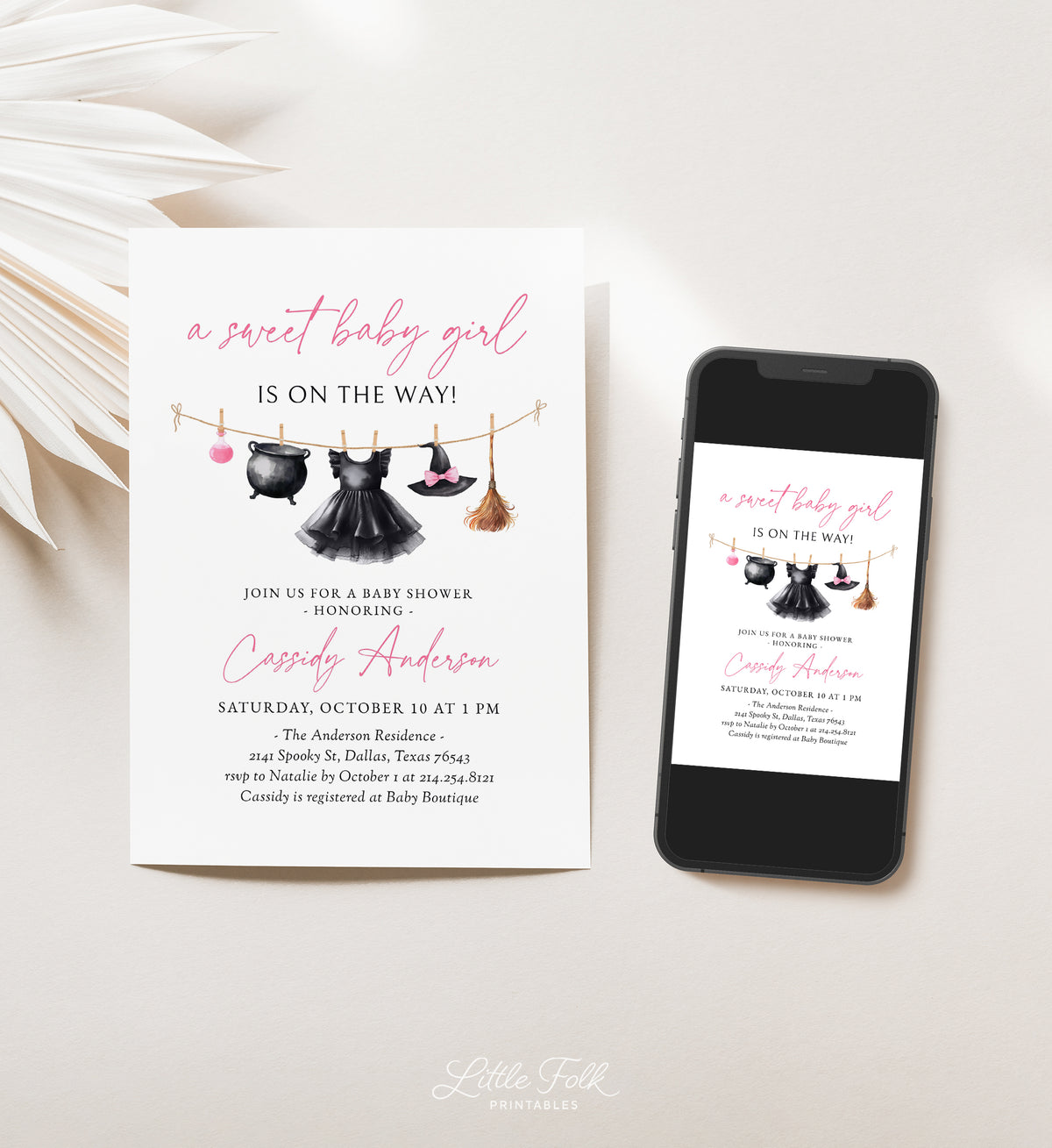 Witch Baby Shower Invitation Template