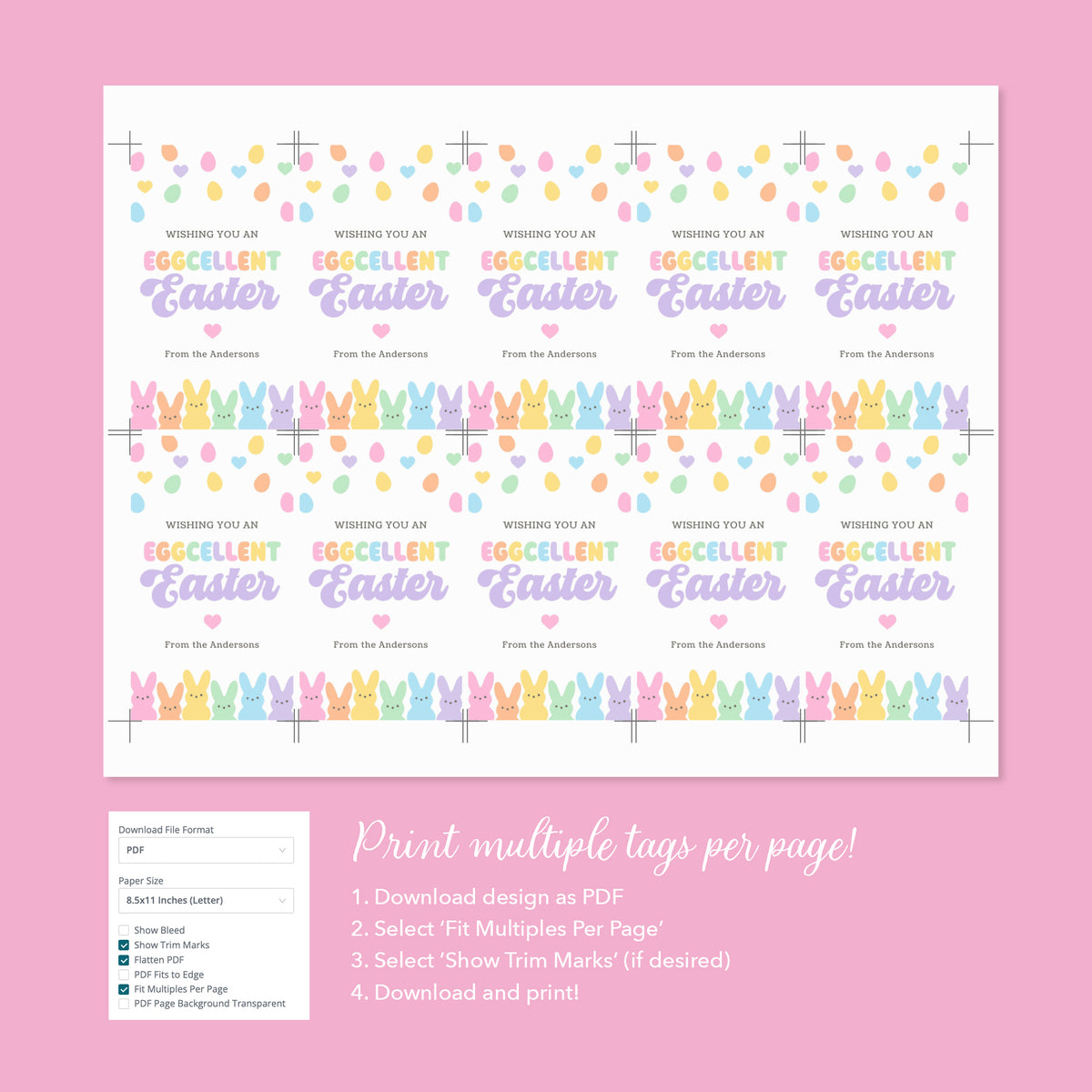 Pastel Bunny Eggcellent Easter Tag