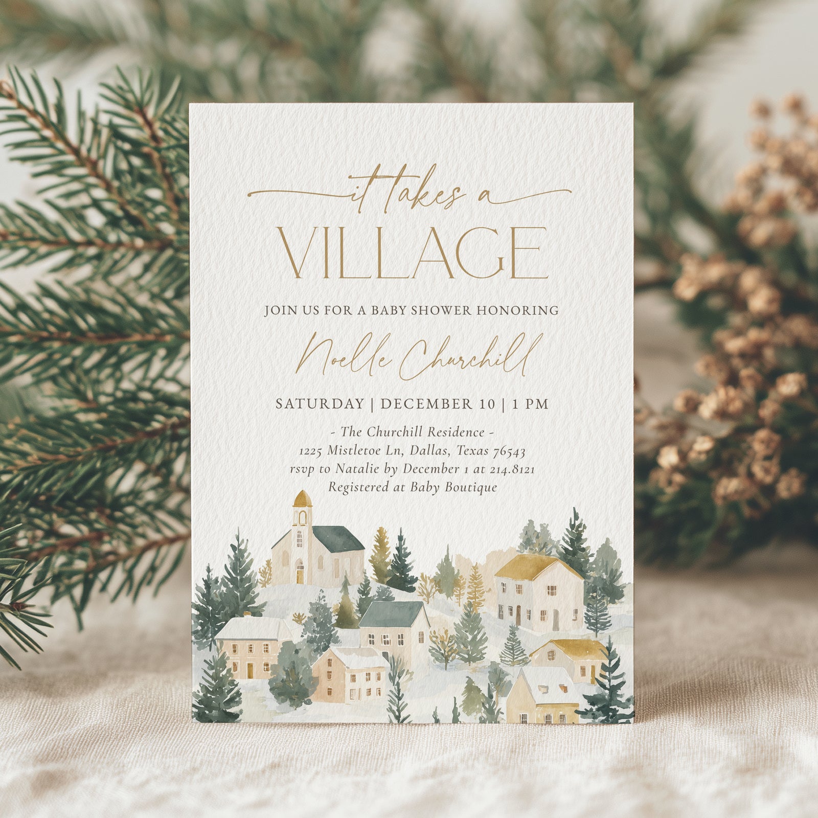 It Takes a Village Winter Baby Shower Invitation