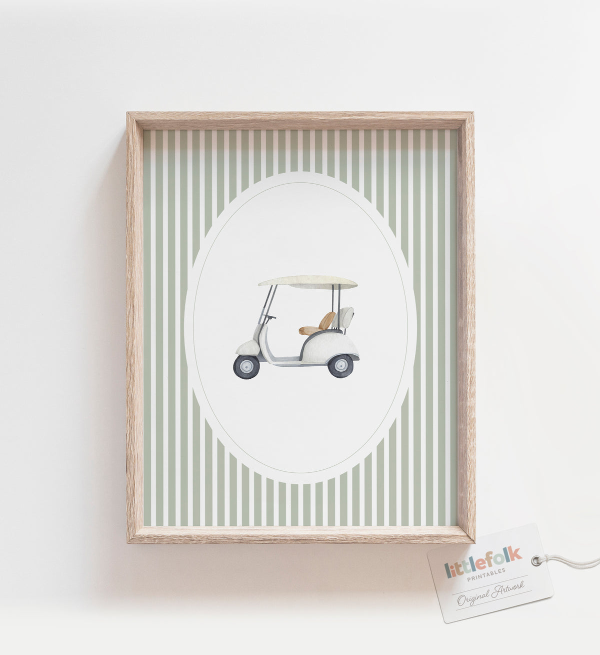 Sage Green Vintage Golf Cart Print
