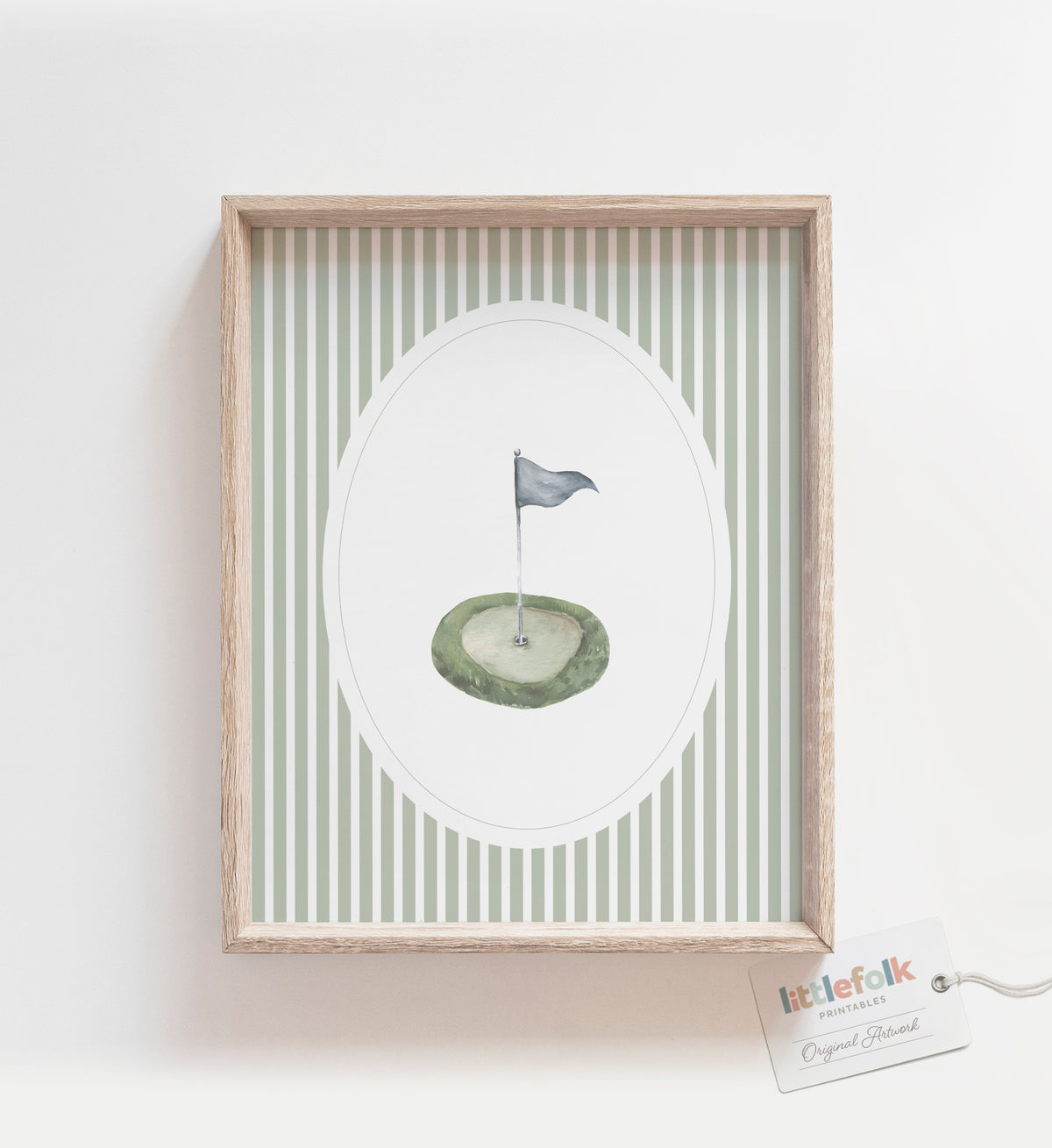 Sage Green Vintage Golf Course Print