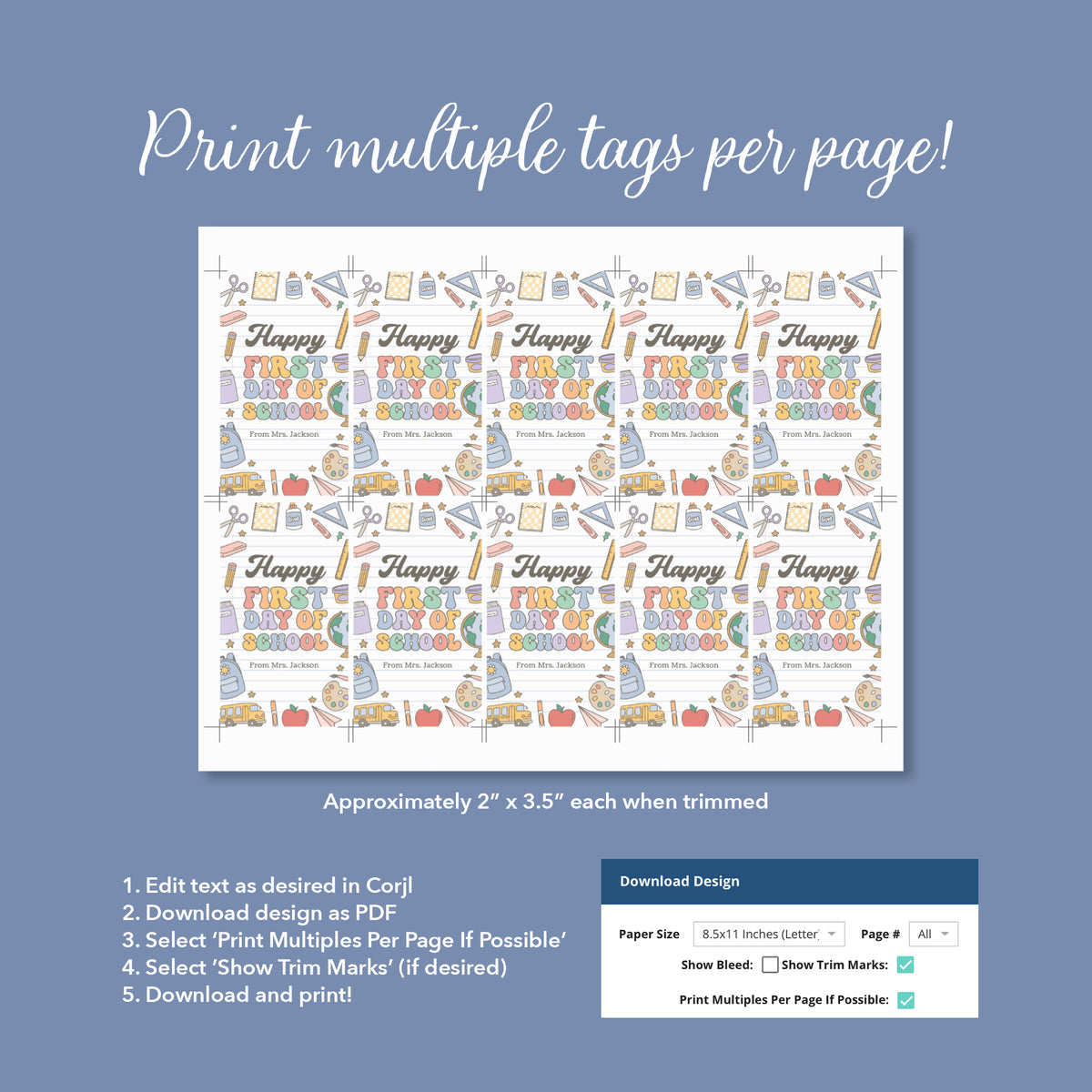 Back to School Tag Template (Happy First Day)