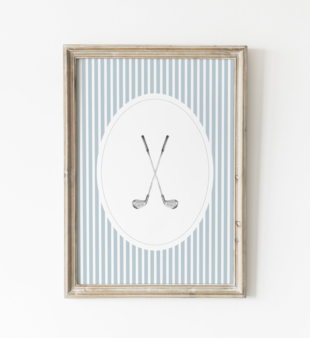 Blue Vintage Golf Clubs Print