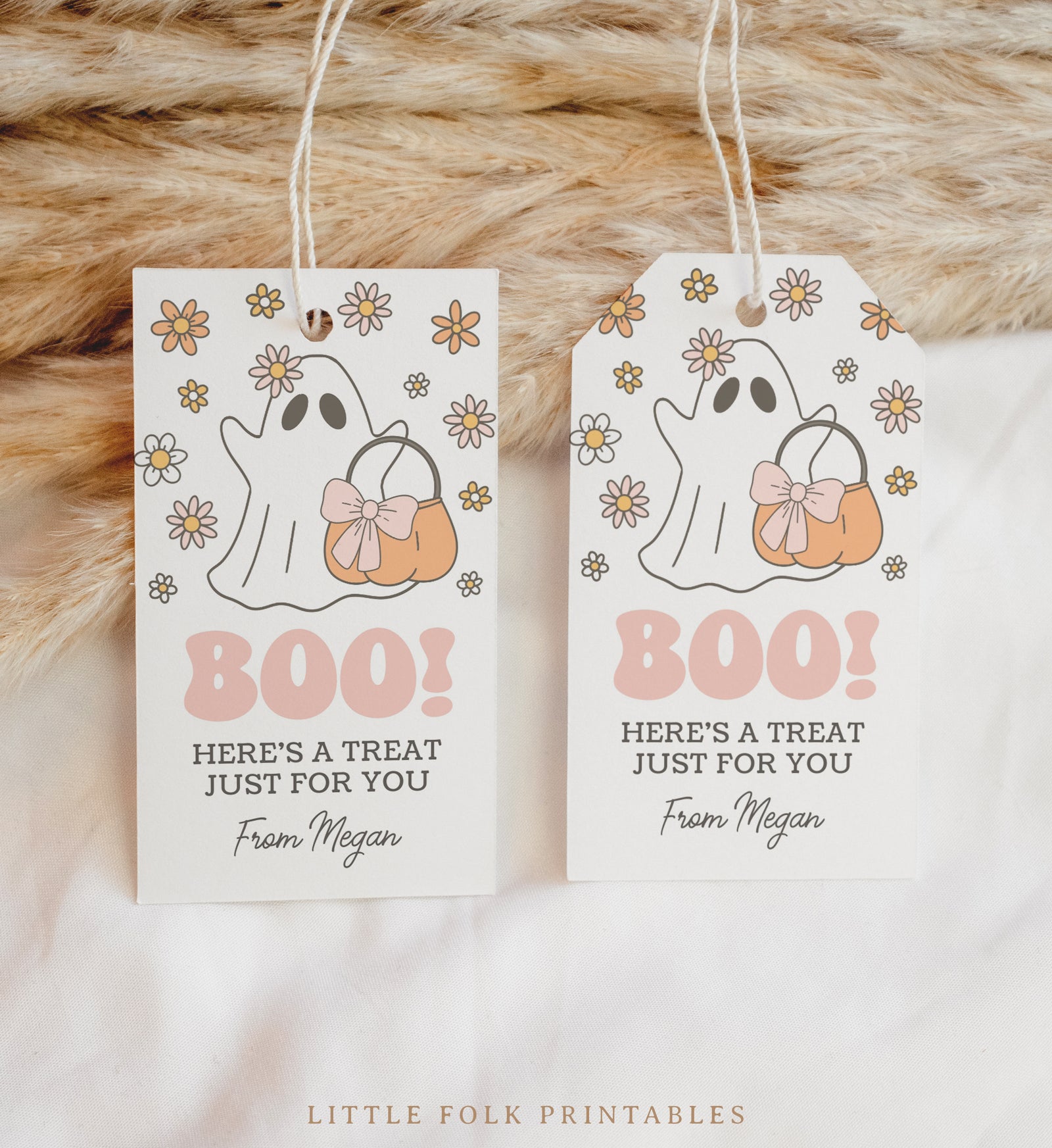 Halloween Tag Template (Floral Ghost)