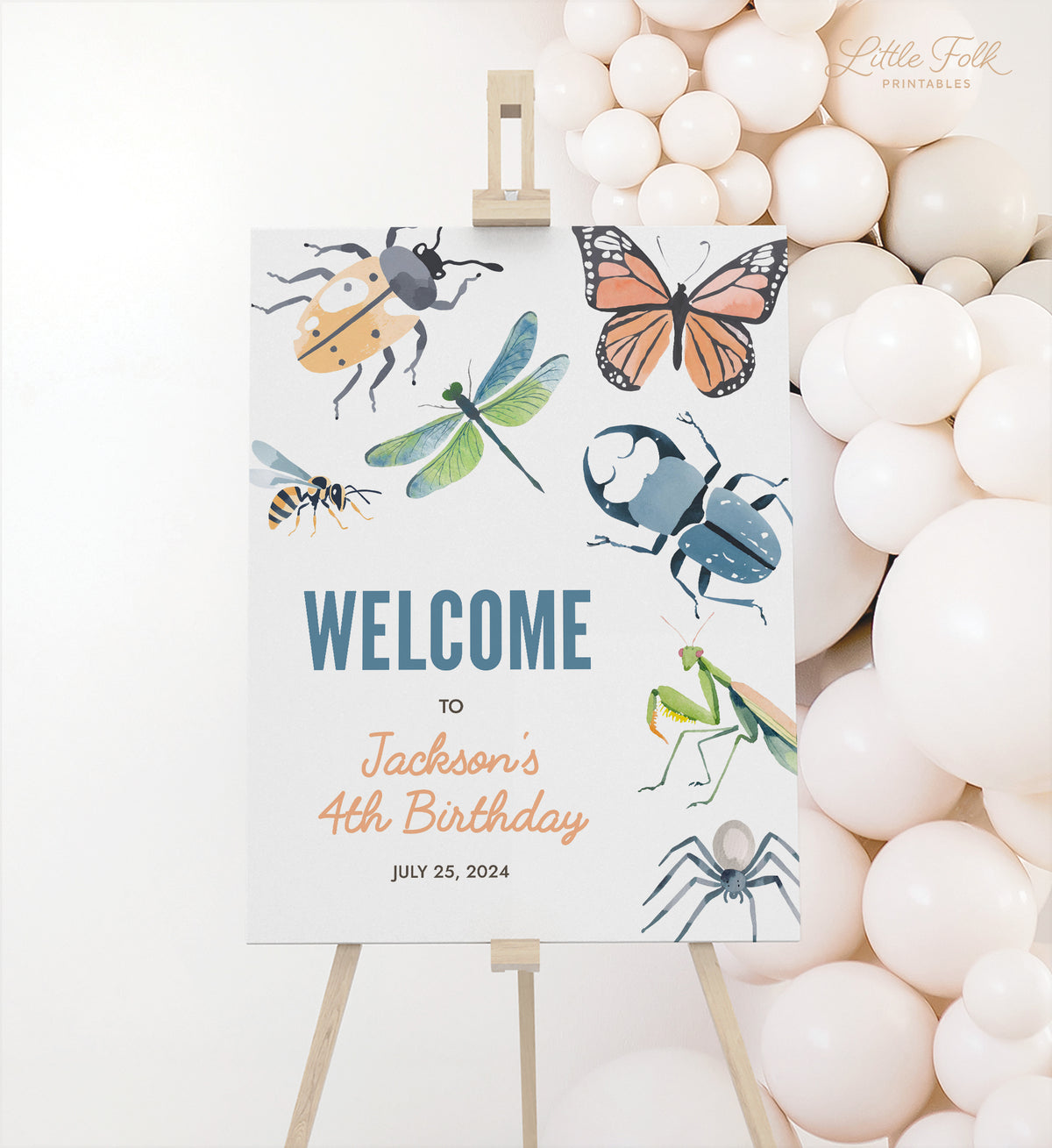 Editable Bug Birthday Welcome Sign Template