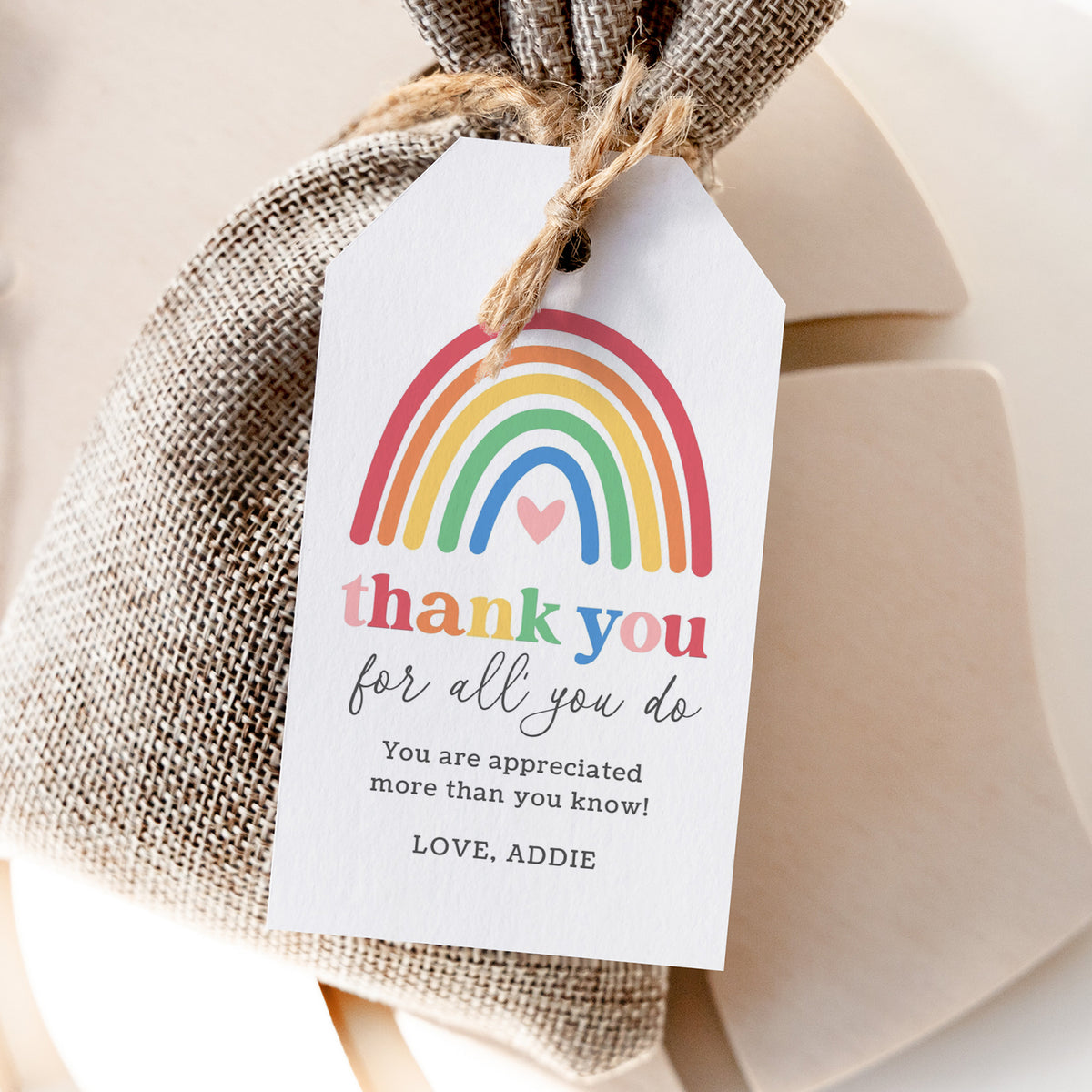 Rainbow Teacher Appreciation Tag Template