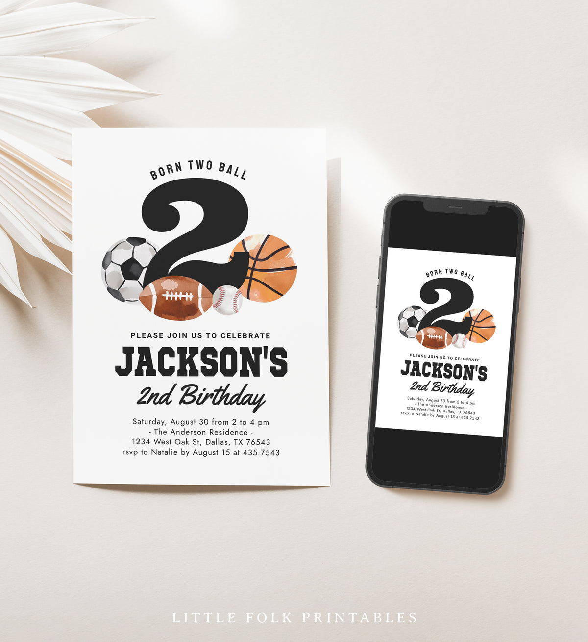 Sports 2nd Birthday Invitation