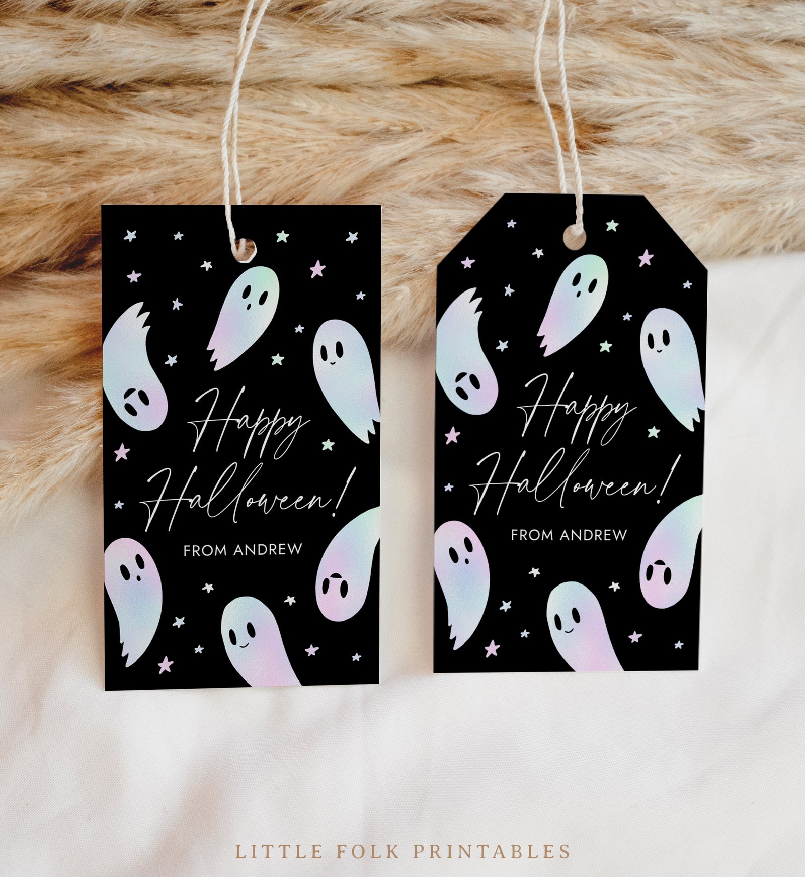 Halloween Tag Template (Holographic Ghosts)