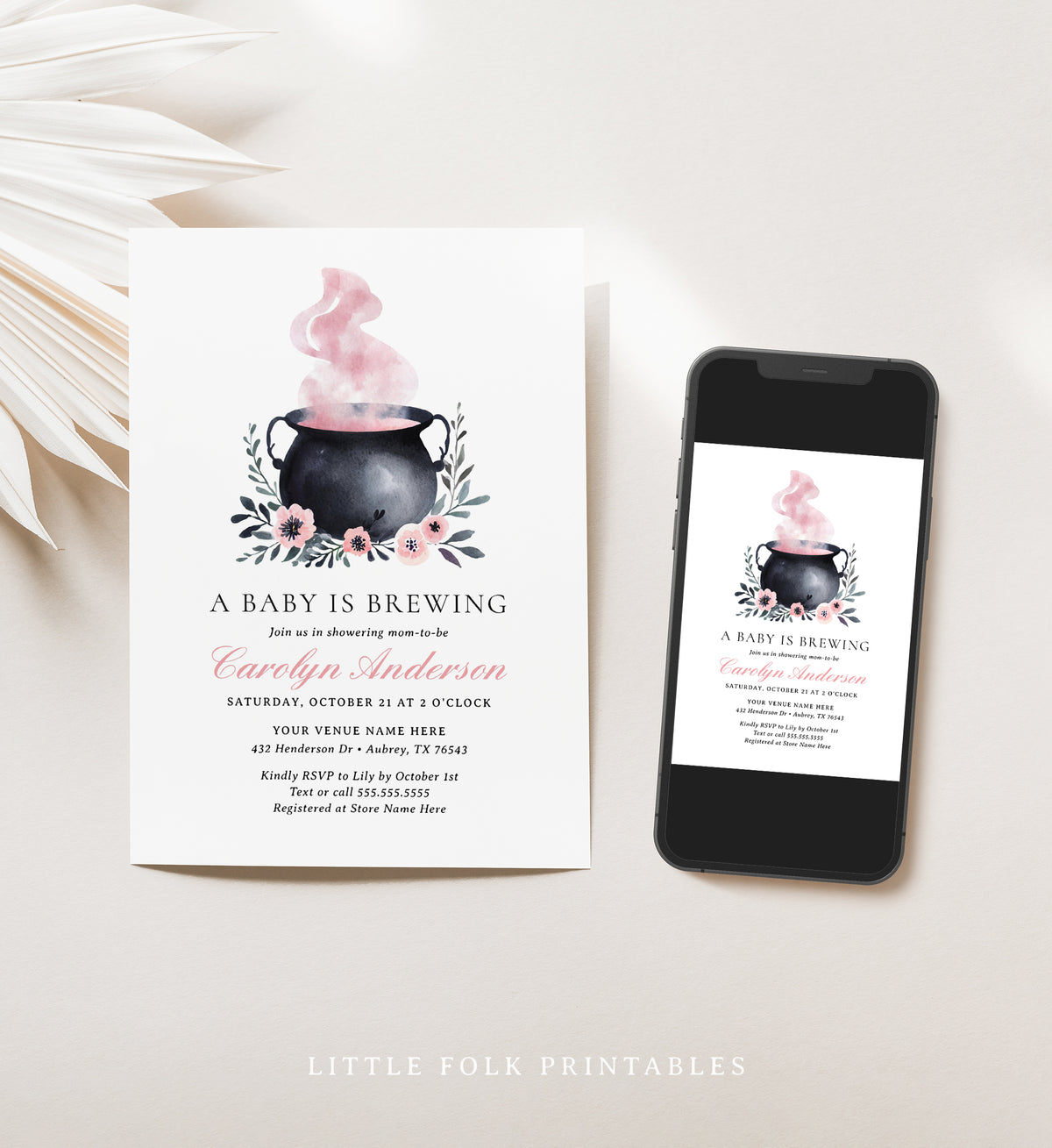 A Baby is Brewing Girl Baby Shower Invitation Template