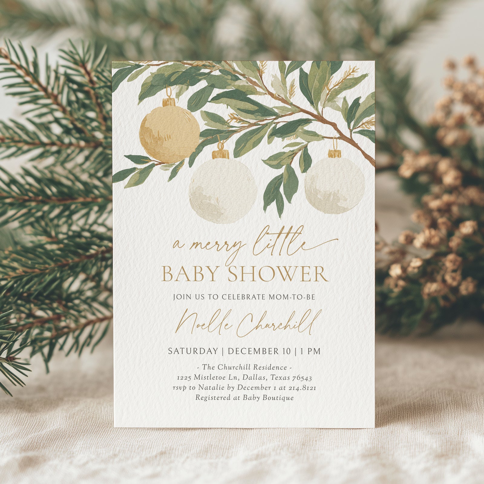 Christmas Ornament Baby Shower Invitation