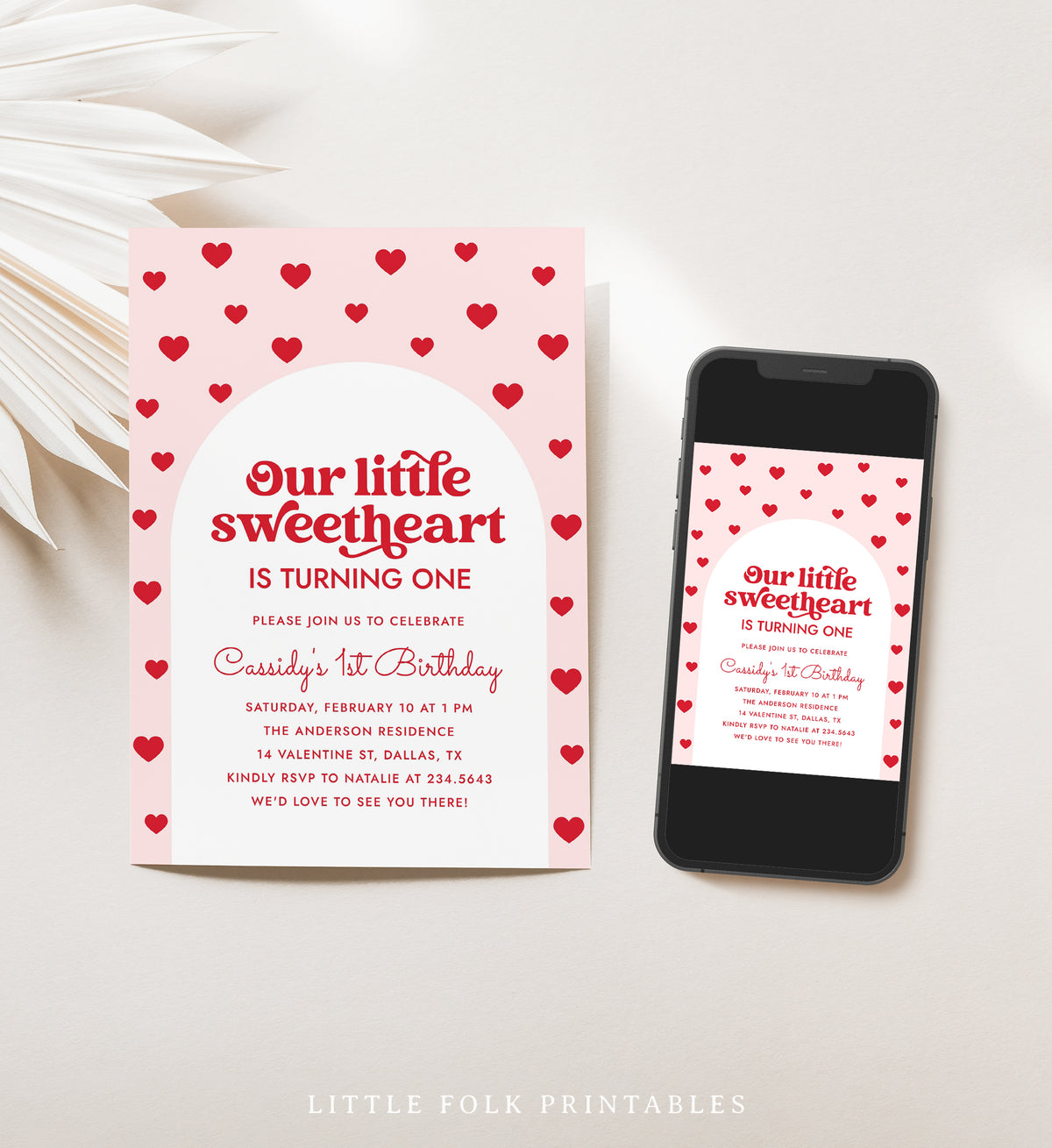Little Sweetheart Arch Valentine&#39;s Birthday Invitation