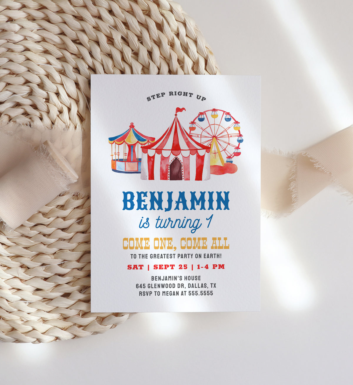 Editable Circus Birthday Invitation