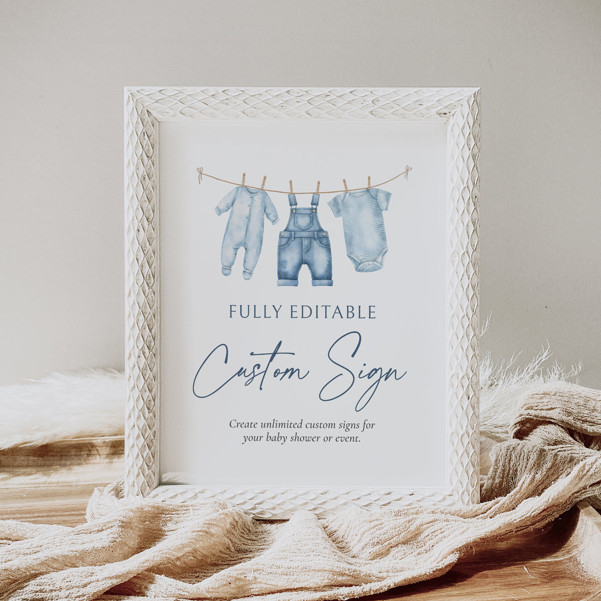 Blue Jean Baby Shower Custom Sign Template
