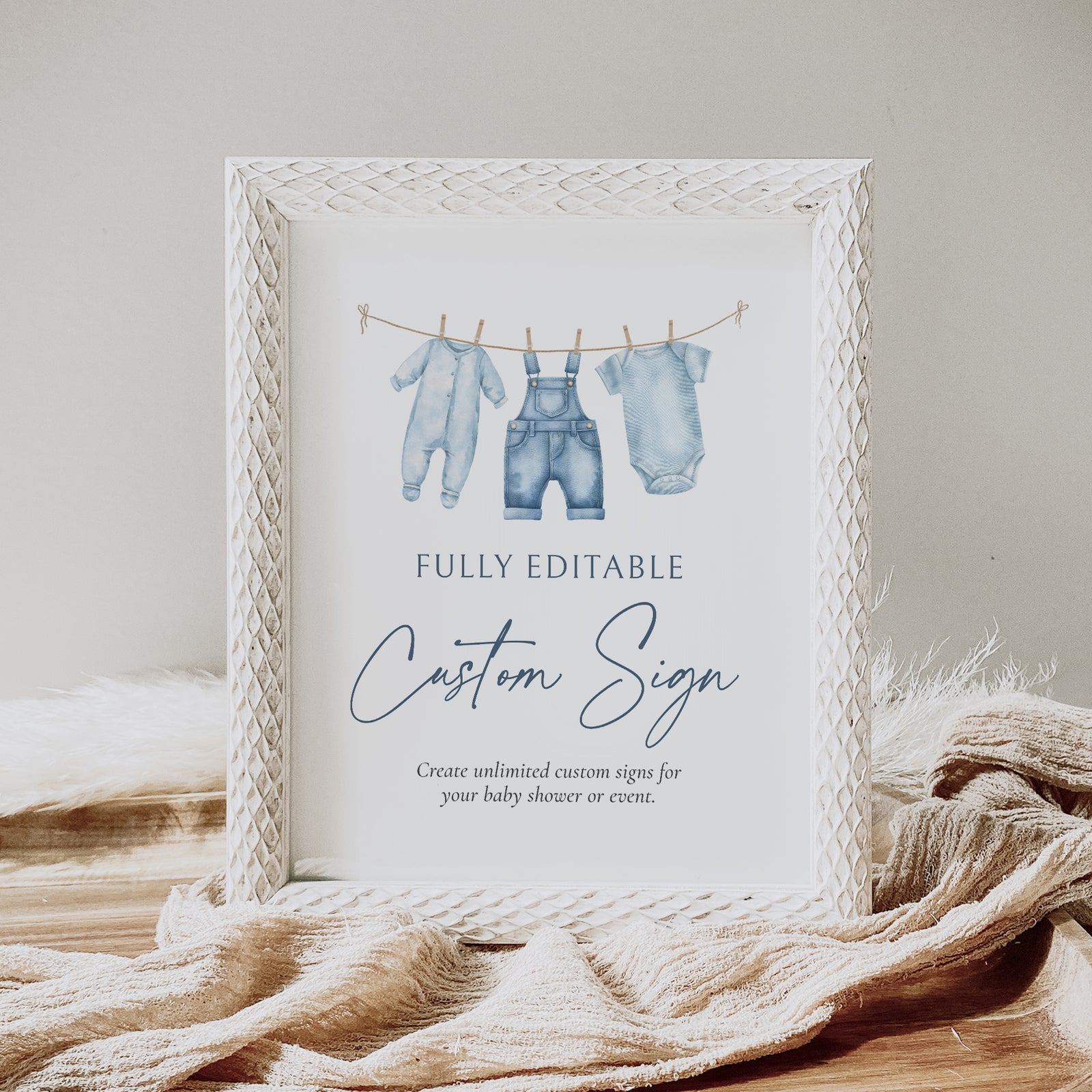 Blue Jean Baby Shower Custom Sign Template