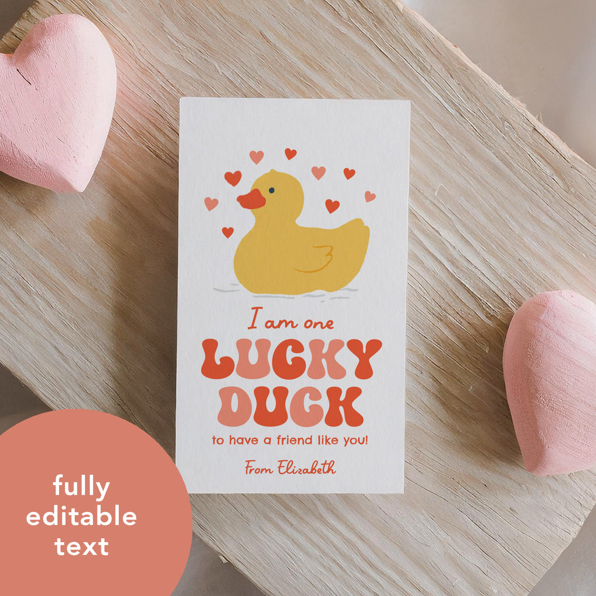 Rubber Duck Valentine's Tag Template