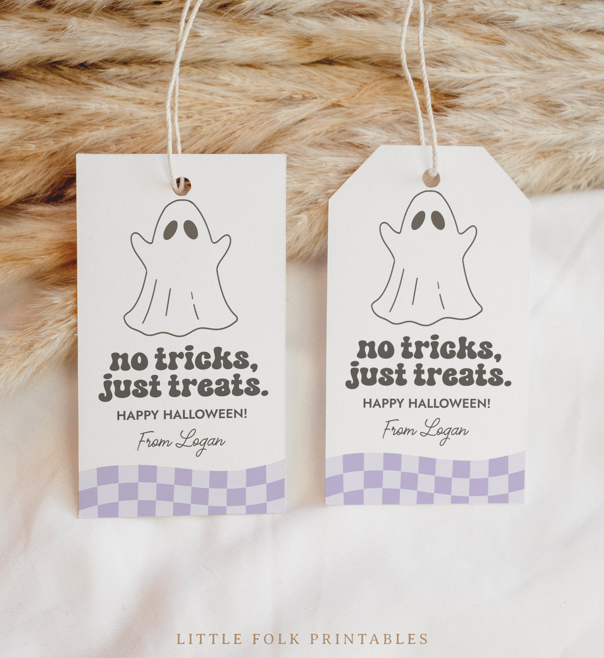Halloween Tag Template (No Tricks Retro Ghost)