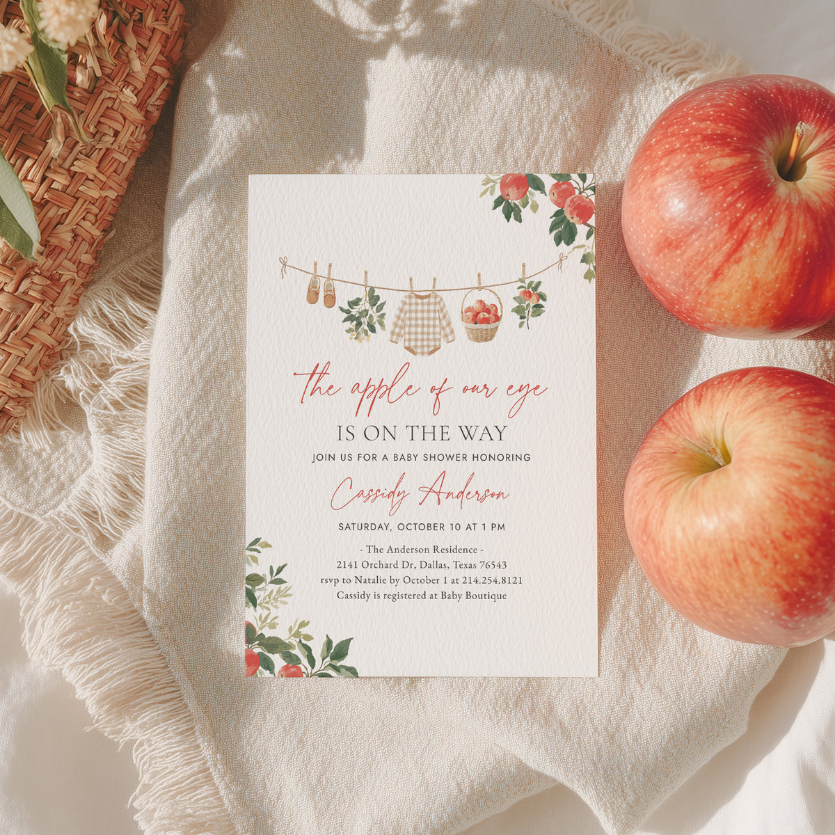 Apple of Our Eye Baby Shower Invitation Template