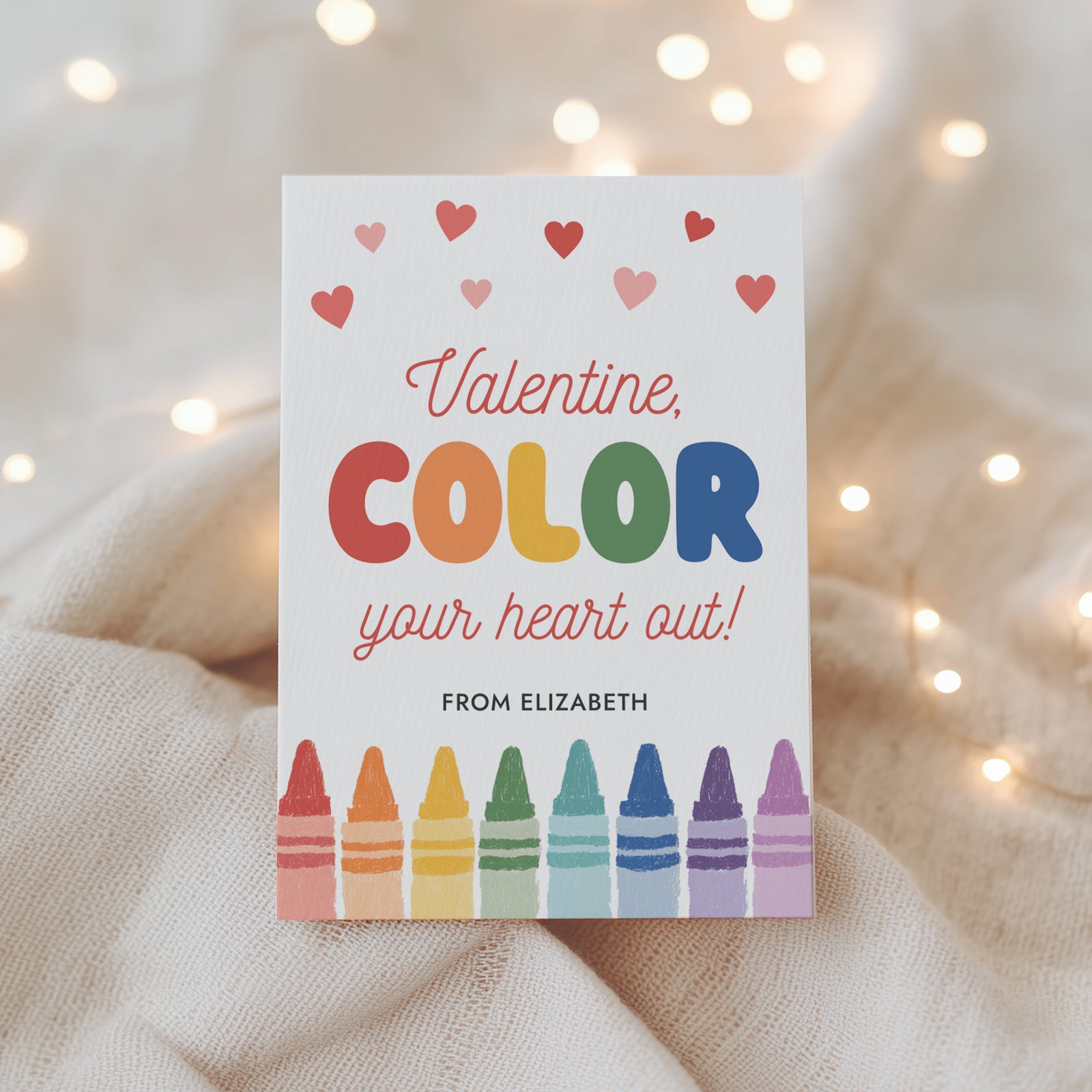 Crayon Valentine's Card Template