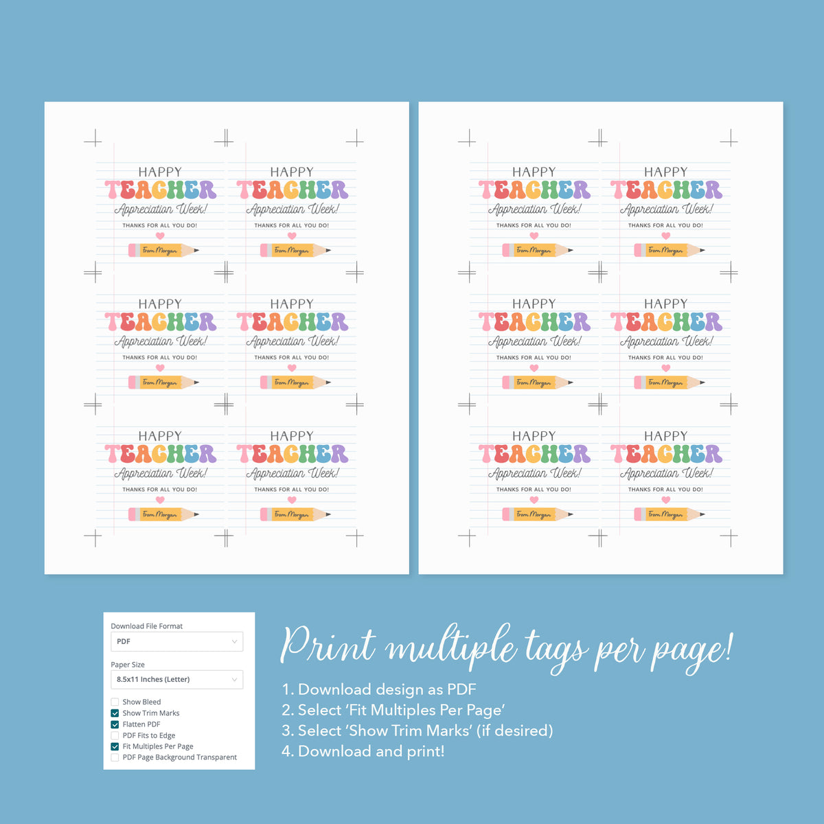 Notebook Teacher Appreciation Tag Template