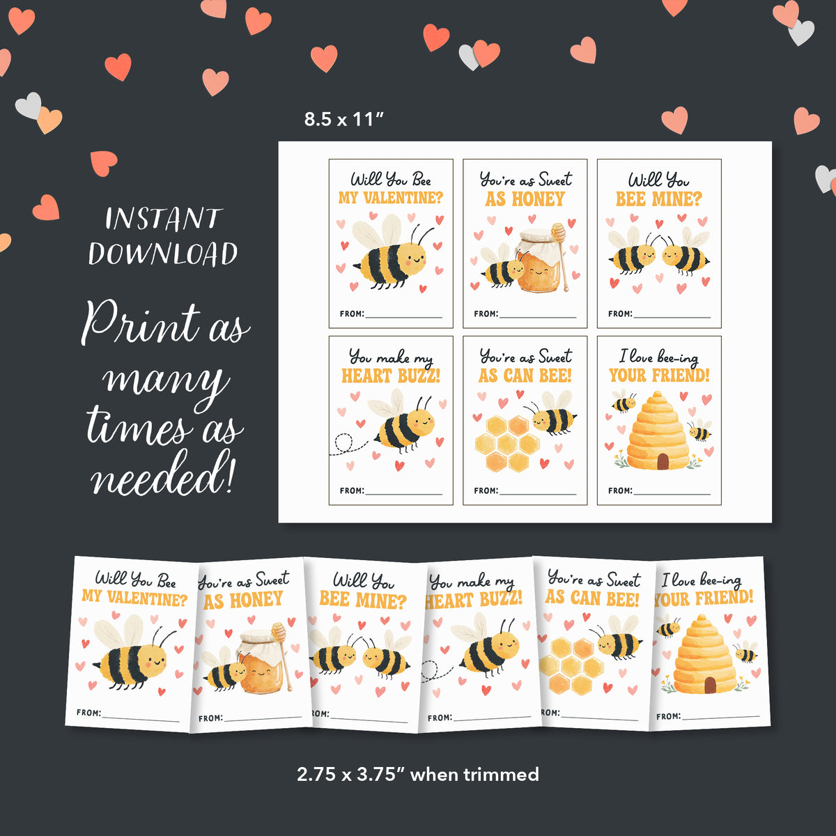 Bee Valentine's Cards