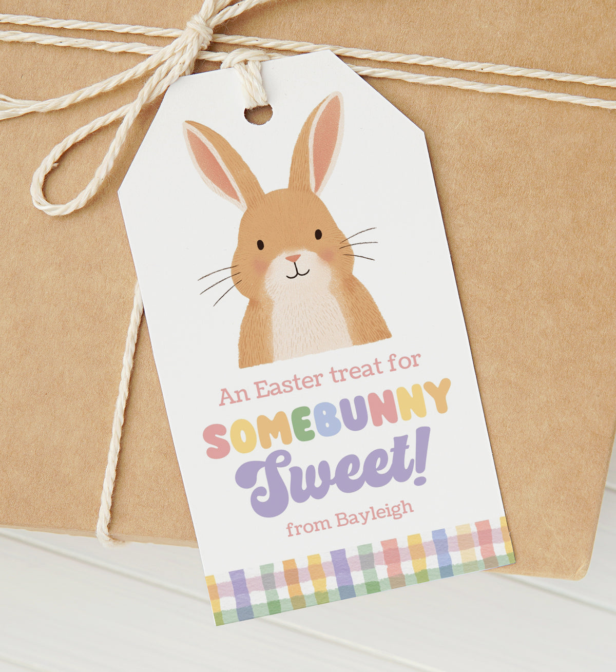Gingham Easter Bunny Treat Tag