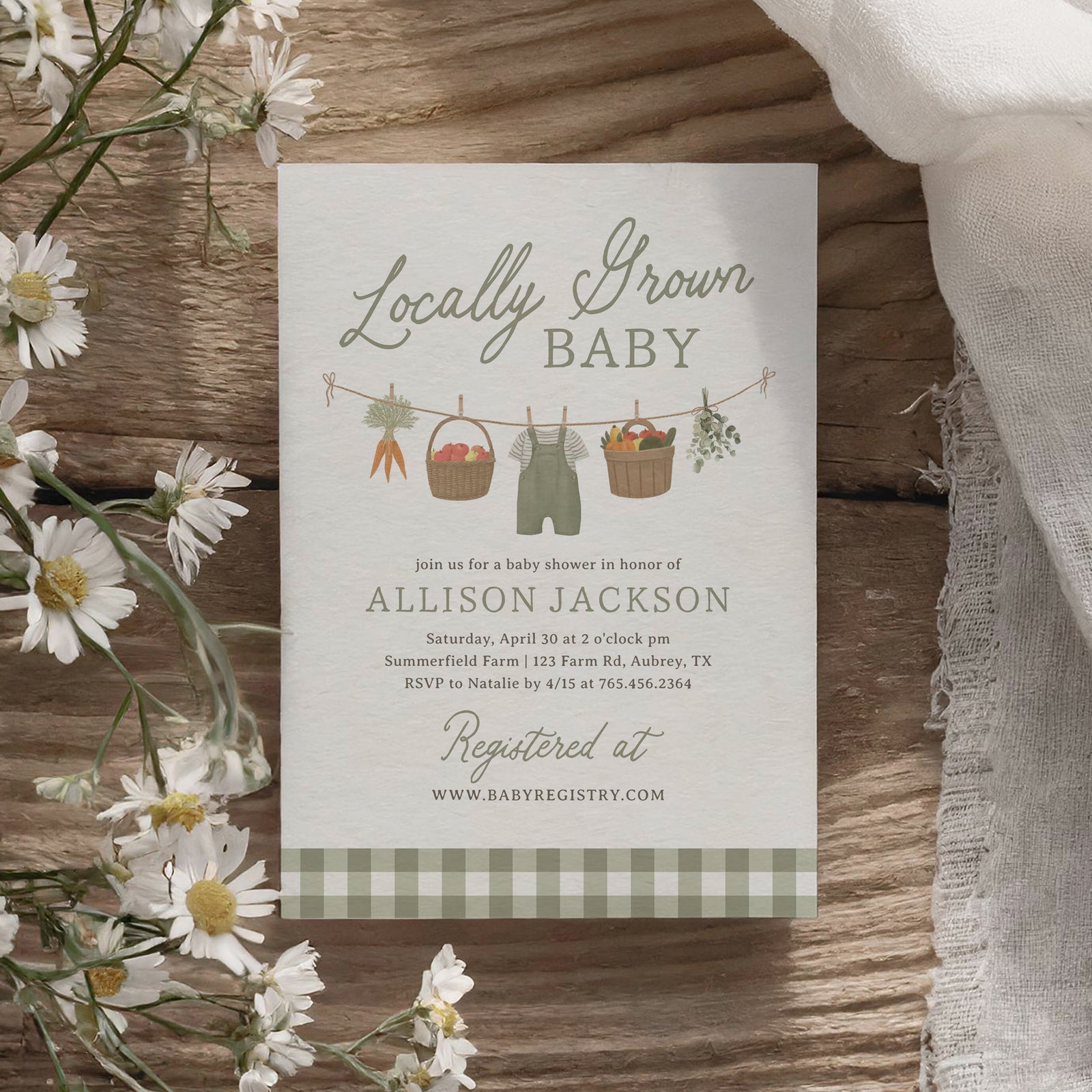 Locally Grown Baby Shower Invitation