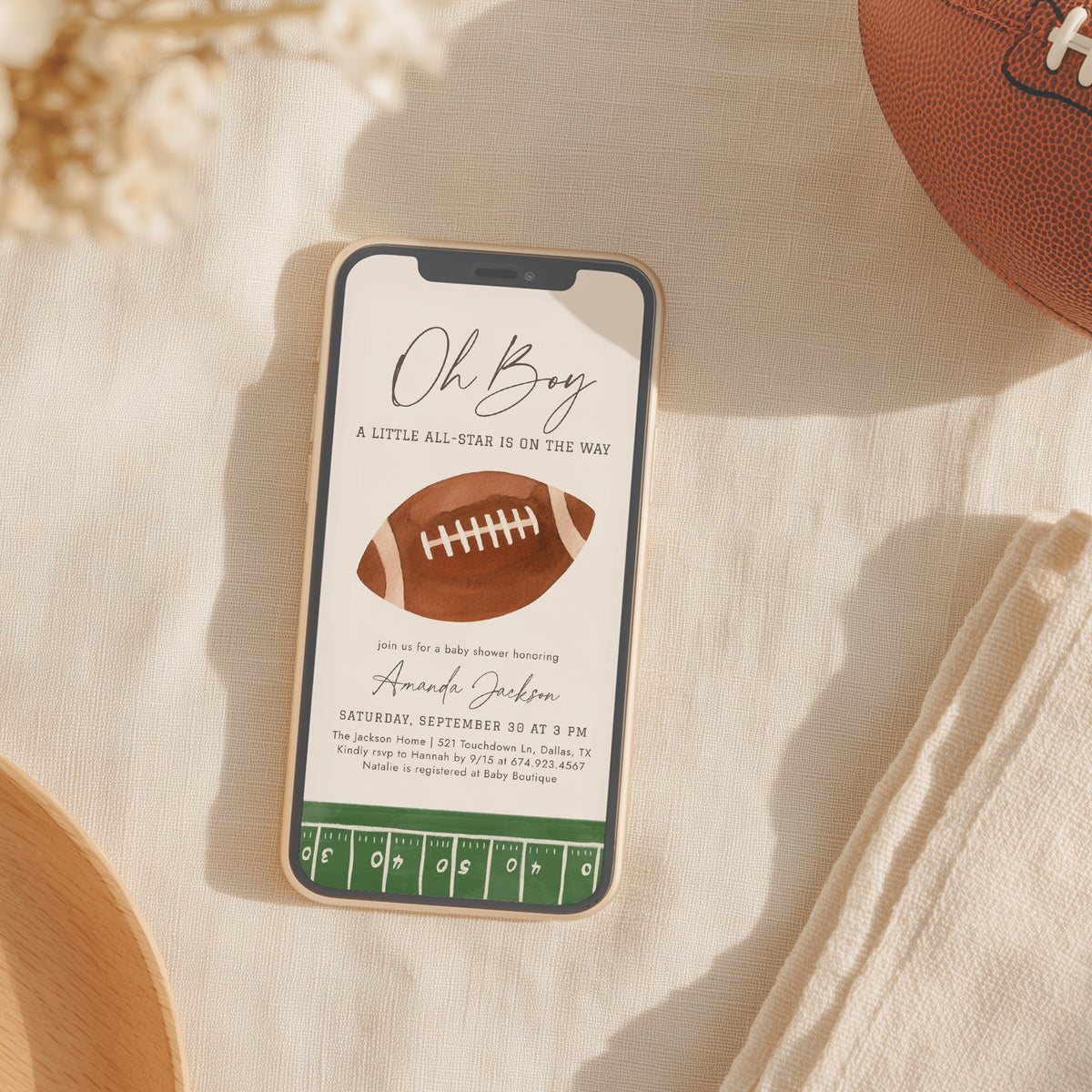 Electronic Football Baby Shower Invitation Template