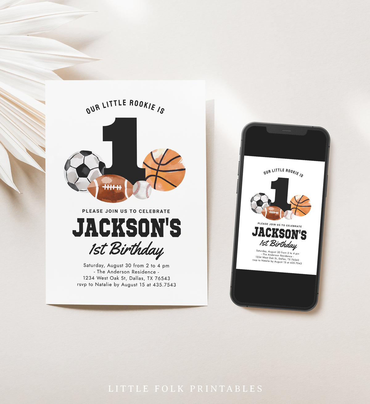 Sports 1st Birthday Invitation