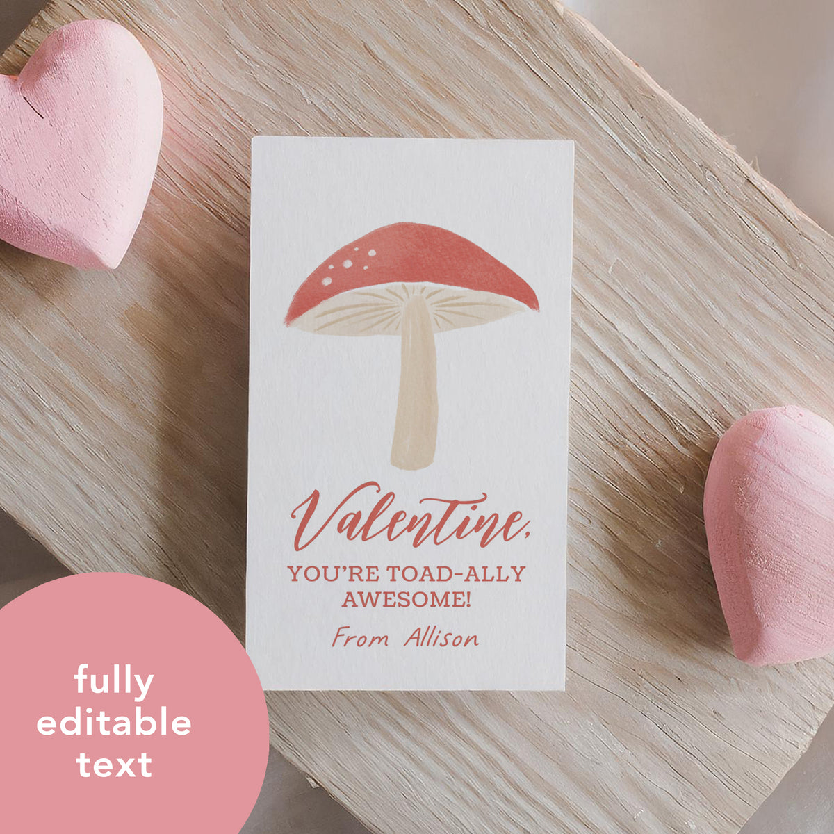Toadstool Valentine&#39;s Tag Template