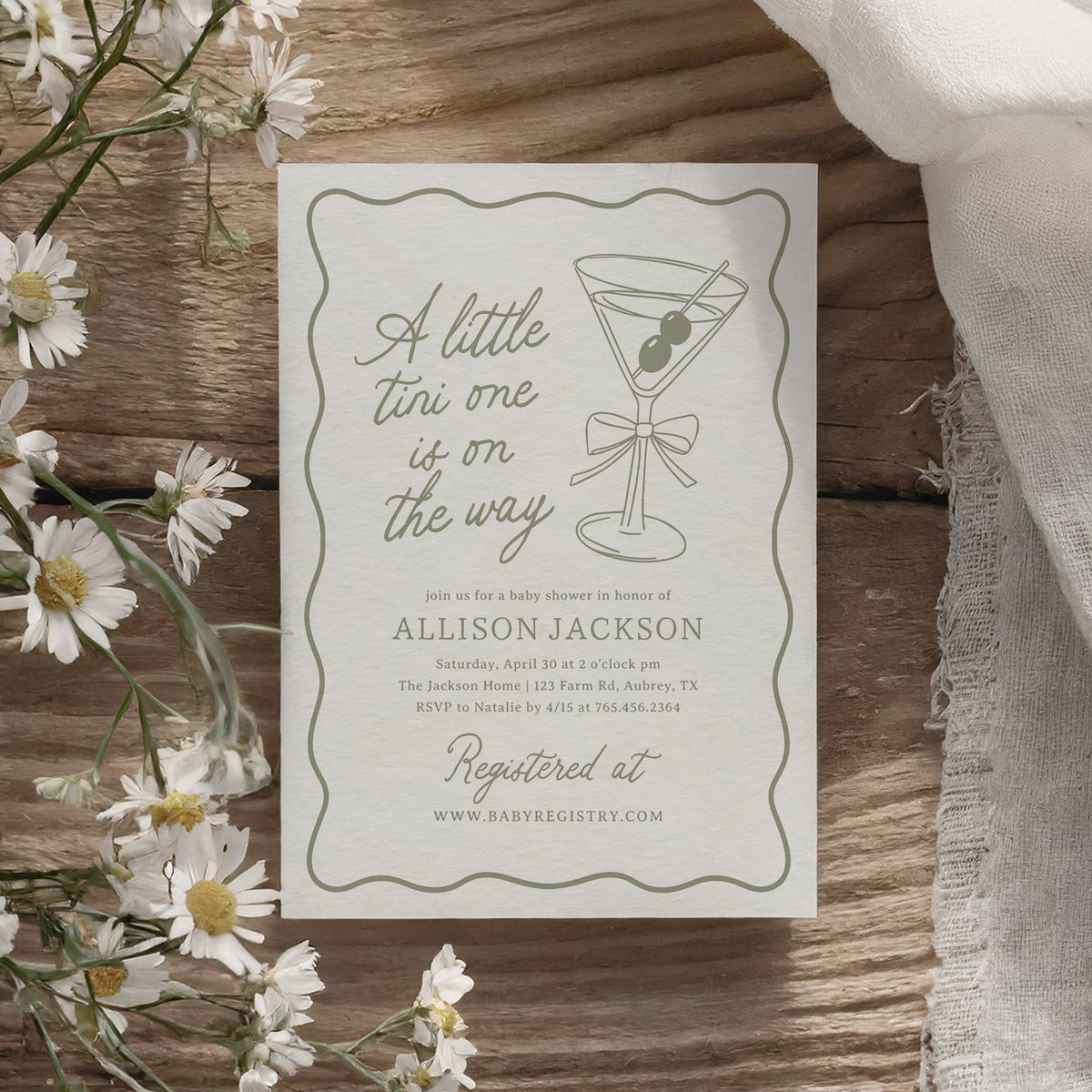 Martini Baby Shower Invitation