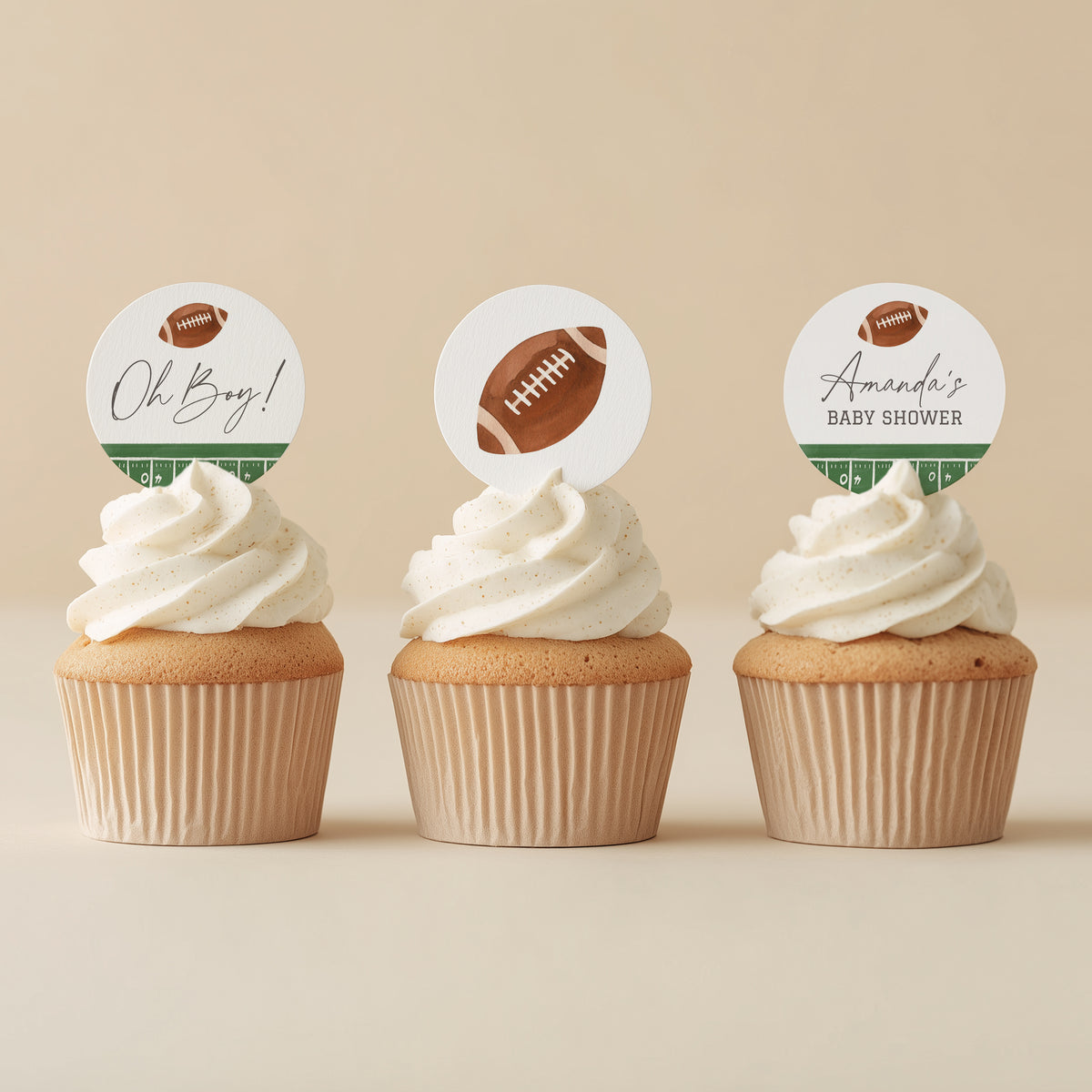 Football Baby Shower Cupcake Toppers
